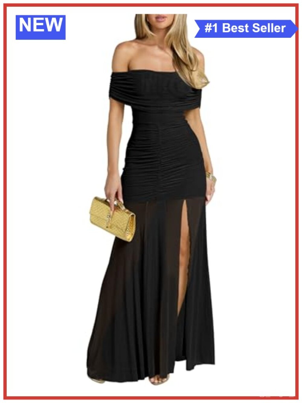 Womens Off Shoulder Sleeveless Ruched Bodycon Maxi Formal Dress